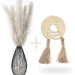 Alfa Life Pampas Grass Decor Tall with Wooden Bead Garland