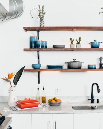 Open Shelving Kitchen Blue