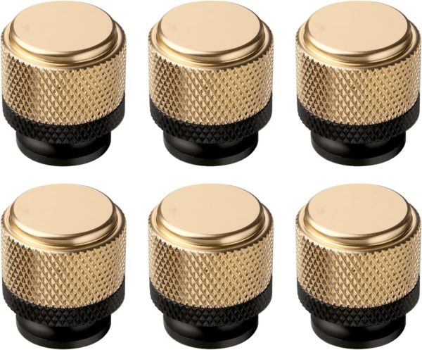 1 Cabinet Knobs in Gold and Black with Diamond Pattern