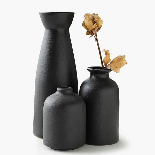 Black Ceramic Vase 3pc Set