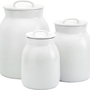 Farmhouse White Ceramic Canisters 3pc