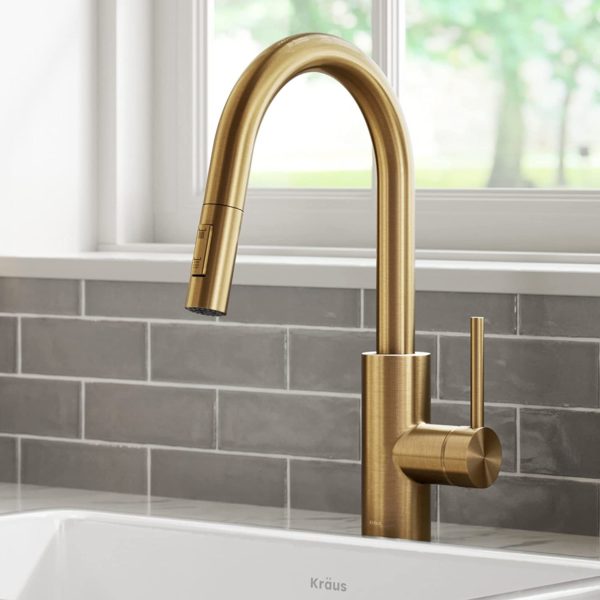 Kraus Oletto Kitchen Faucet in Brushed Brass