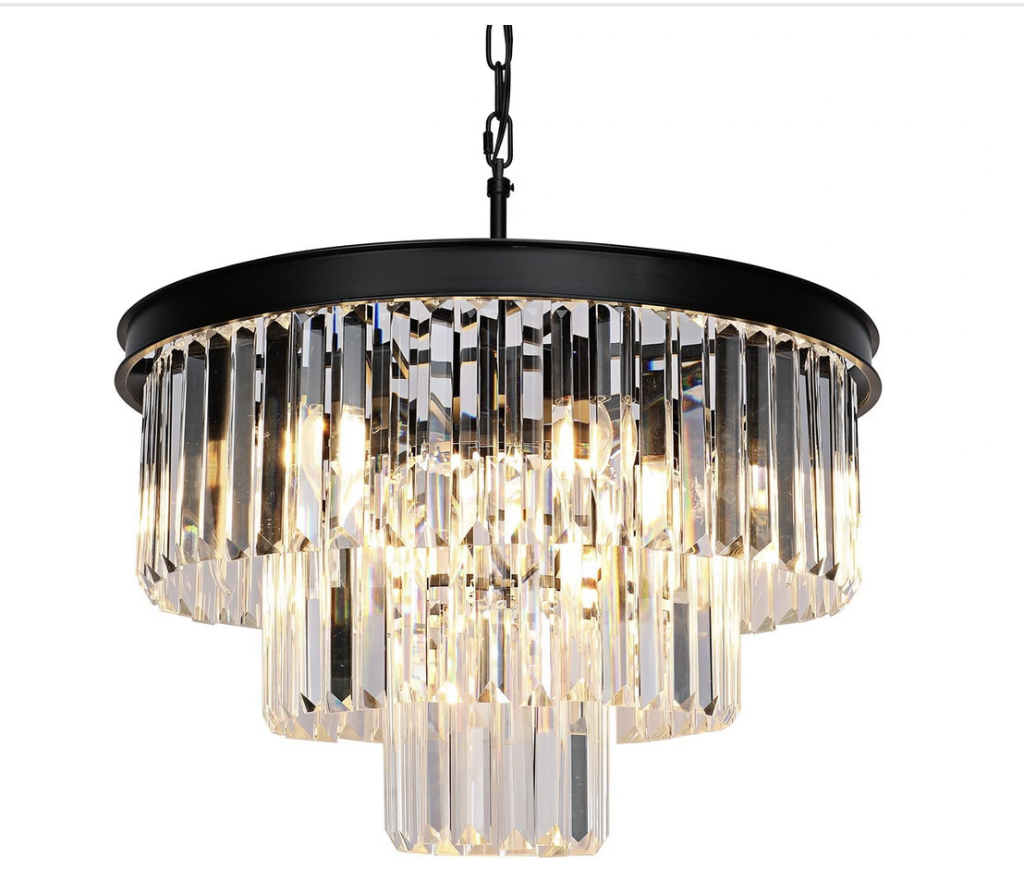 Black Crystal Chandeliers for Dining Room Lights Fixtures Over Table, 9 Lights Modern Chandelier
