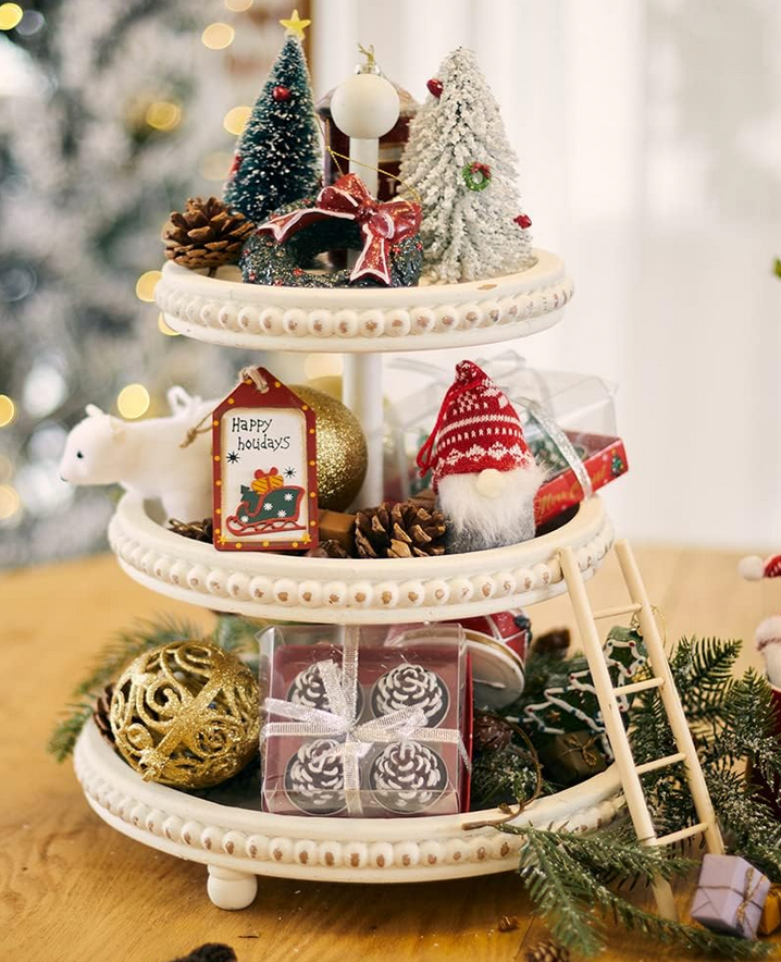Christmas decor for kitchen island tiered tray