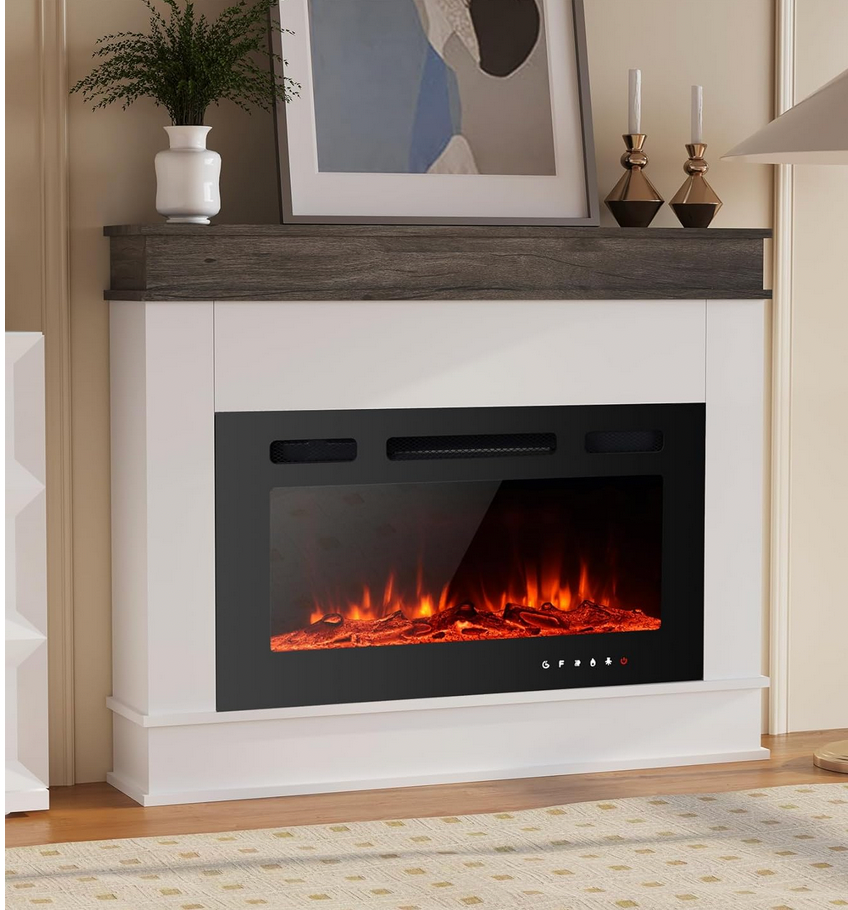 Electric Fireplace with Mantel
