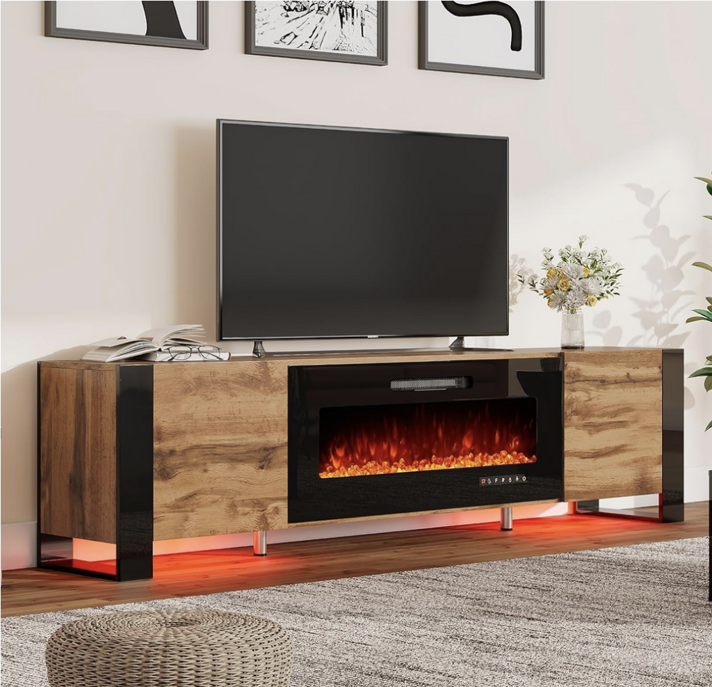 Rustic Fireplace TV Stand